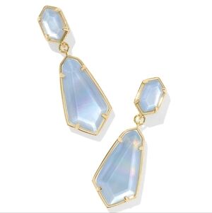 NWT Kendra Scott Hallie Gold Convertible Drop Sky Blue Mother of Pearl
